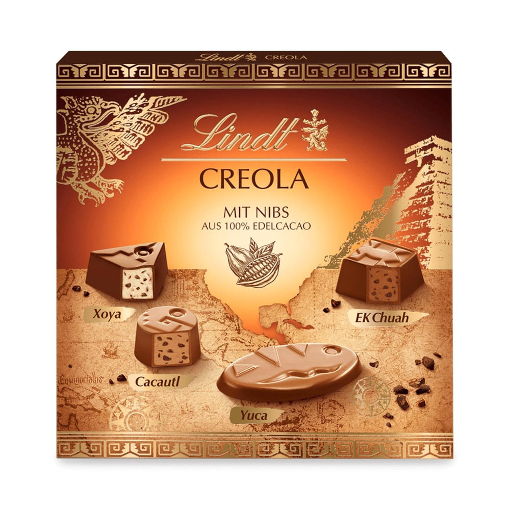 Lindt Ciocolată | Cutie Praline Creola | 165g | 15 praline în 4 sortimente delicioase, fabricate din cacao 100% fină, fără alcool | Set cadou Ciocolată