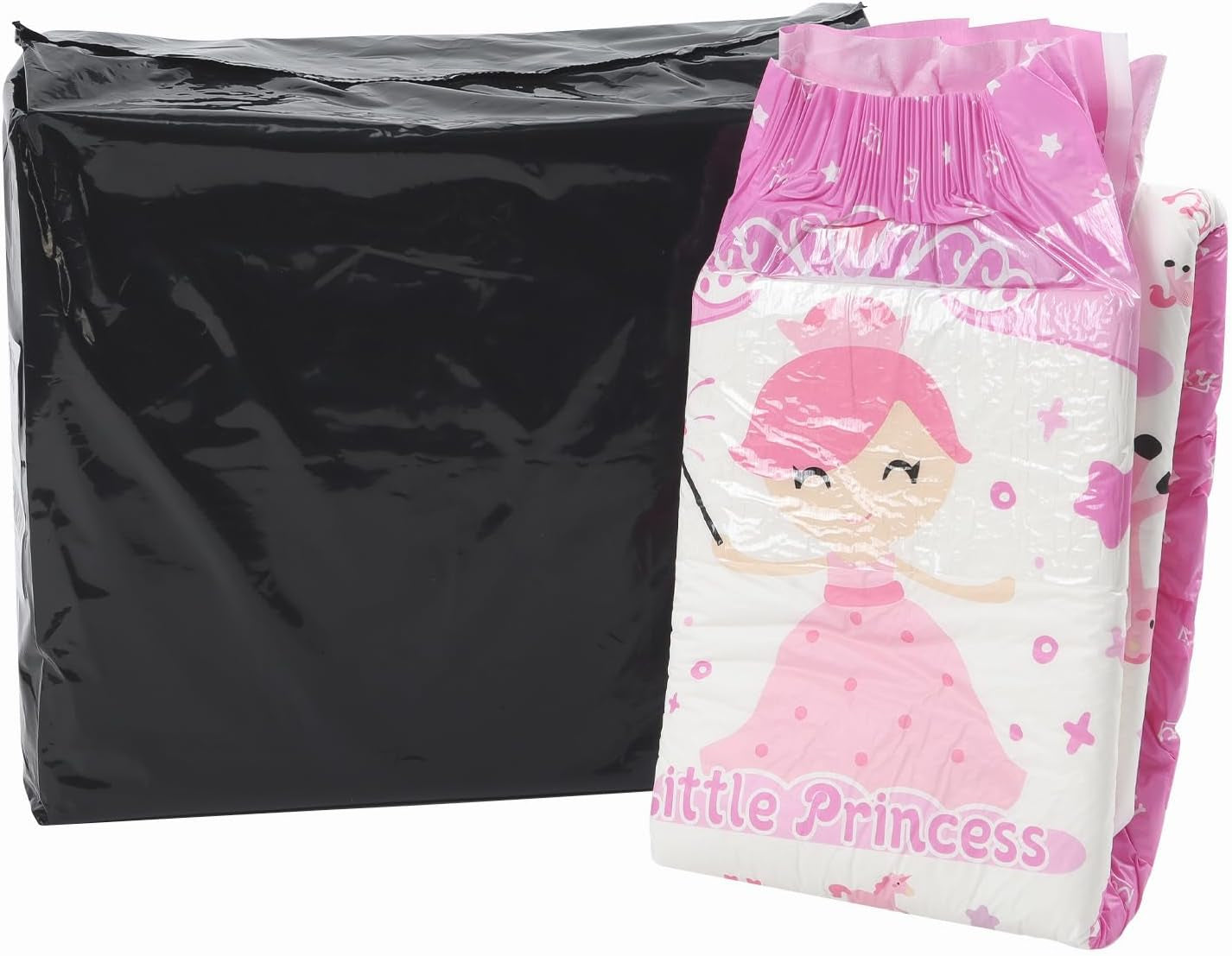 Scutece pentru adulți CutiePlusU, 10 bucăți, chiloți de incontinență de unică folosință cu tablă pentru femei și bărbați, absorbție maximă peste noapte - Little Princess (Mărime mare 94-119 cm)