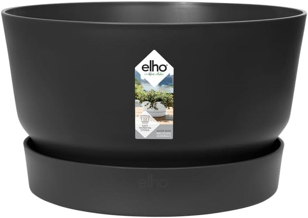 elho Greenville Bowl 33 - Ghiveci de flori pentru exterior - 100% plastic reciclat - Ø 32,5 x H 19,4 cm - Gri/Beton viu