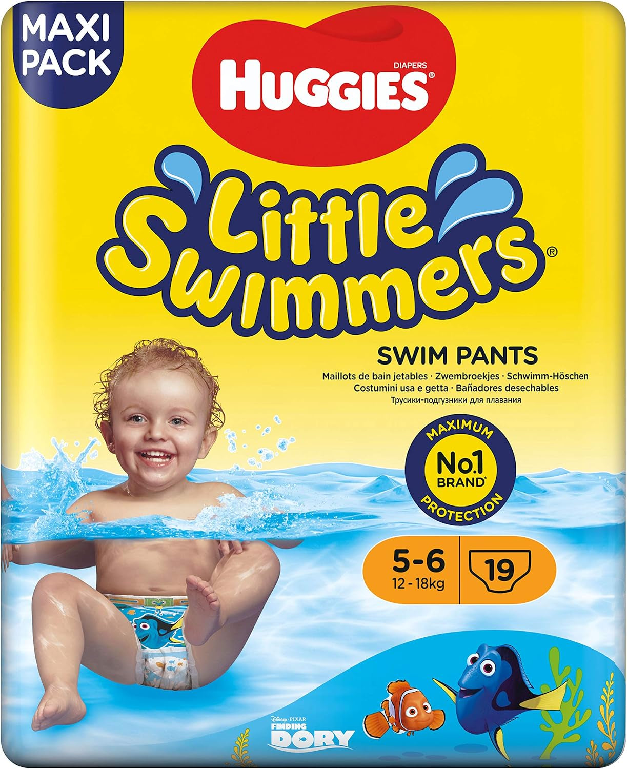 Scutece de înot Huggies Little Swimmers mărimea 5/6 (12-18 kg), 1 pachet a câte 19 bucăți