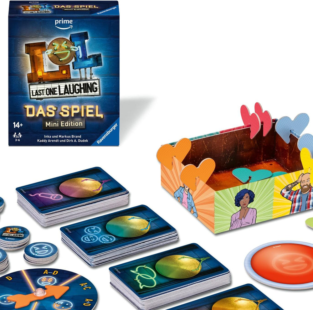 Ravensburger 27524 - Last One Laughing - Jocul de petrecere bazat pe serial, joc LOL pentru 3-8 jucători cu vârsta de 14 ani și peste, peste 350 de sarcini pentru provocarea „Don't Laugh”, jocul de cărți distractiv bazat pe sezoanele 1, 2, 3 și 4 LOL