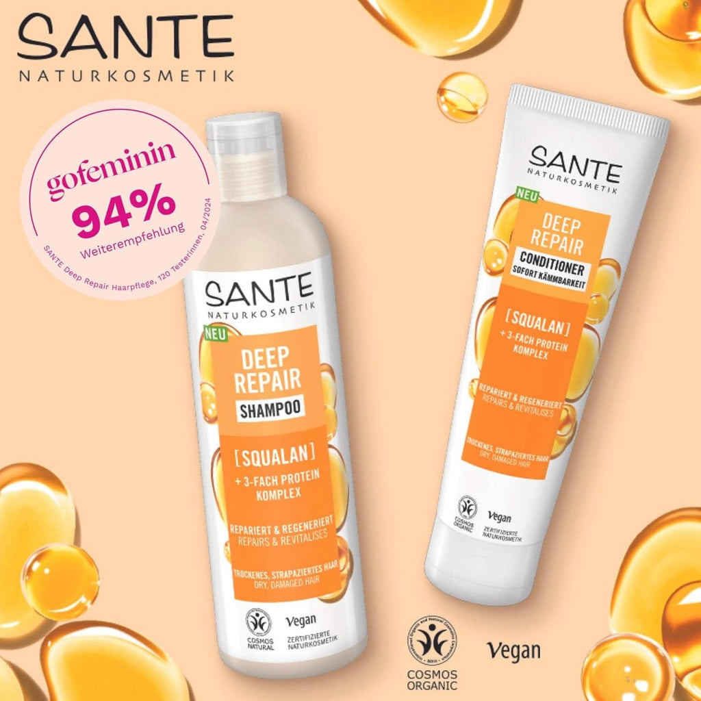 SANTE Naturkosmetik, șampon vegan de îngrijire pentru păr neted și strălucitor, 950 ml Duș și baie Naty Shop