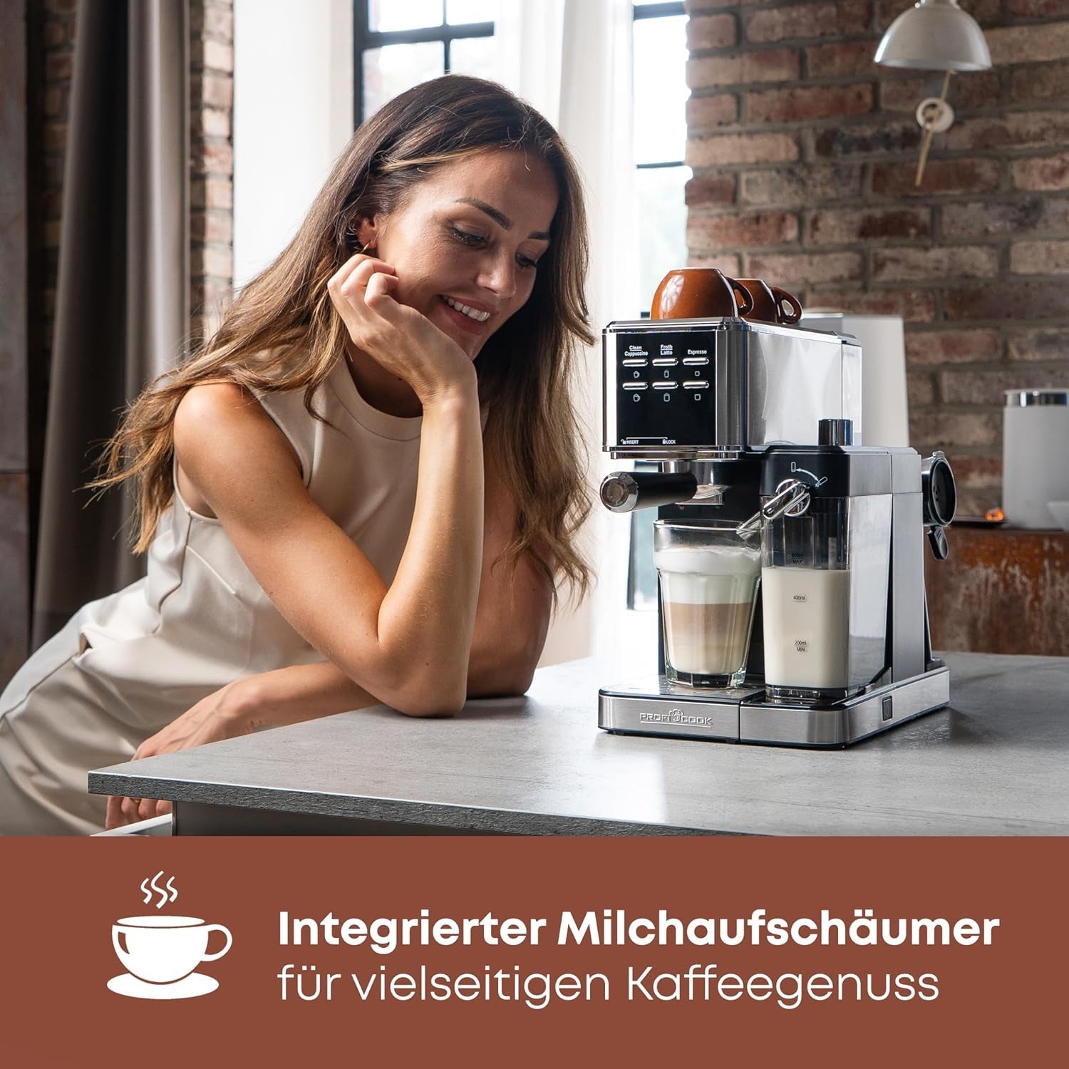 Espressor ProfiCook® 2 în 1 | pentru cafea măcinată și capsule compatibile Nespresso | portfiltru | 20 bar | sistem de lapte pentru latte și cappuccino | portfiltru pentru espresso | PC-ES 1266