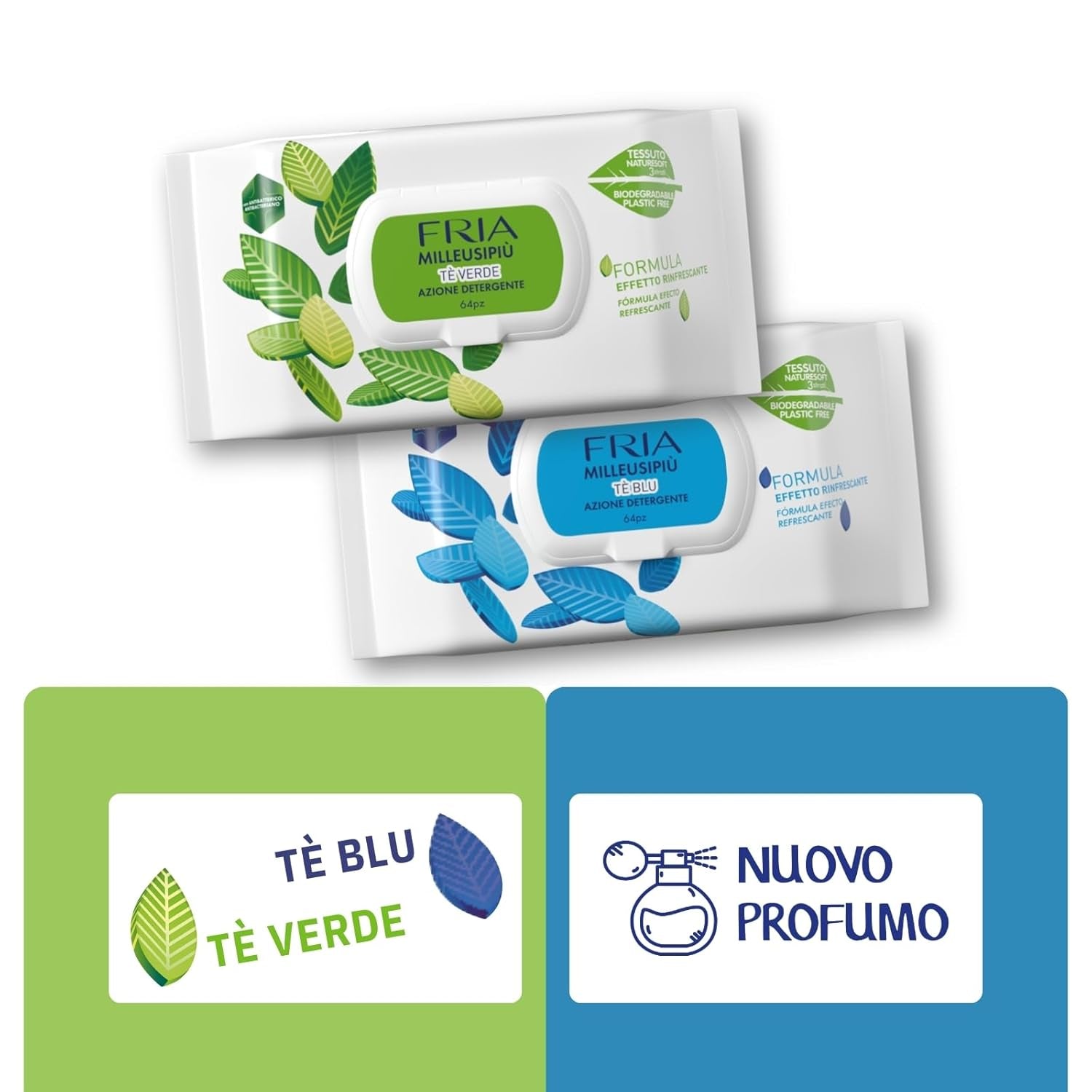 MilleusiPiu Maxi cu capac, 64 șervețele umede, 64 unități