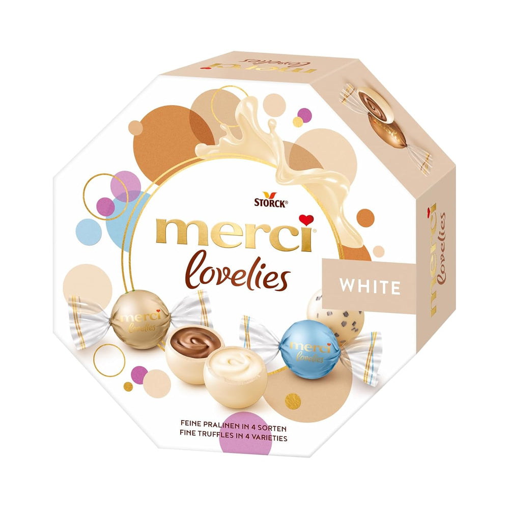 merci lovelies Classic – 1 x 185 g – Cutie de praline cu 5 specialități de ciocolată umplute – Bile de ciocolată pentru a fi împărțite și oferite cadou