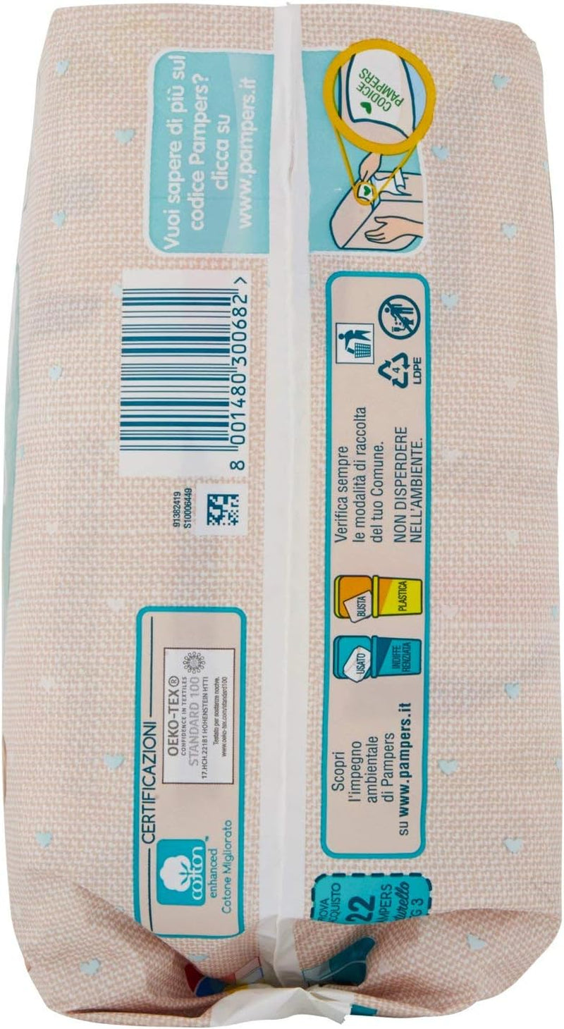Pampers Naturello Midi, 22 scutece, mărimea 3 (4-9 kg)