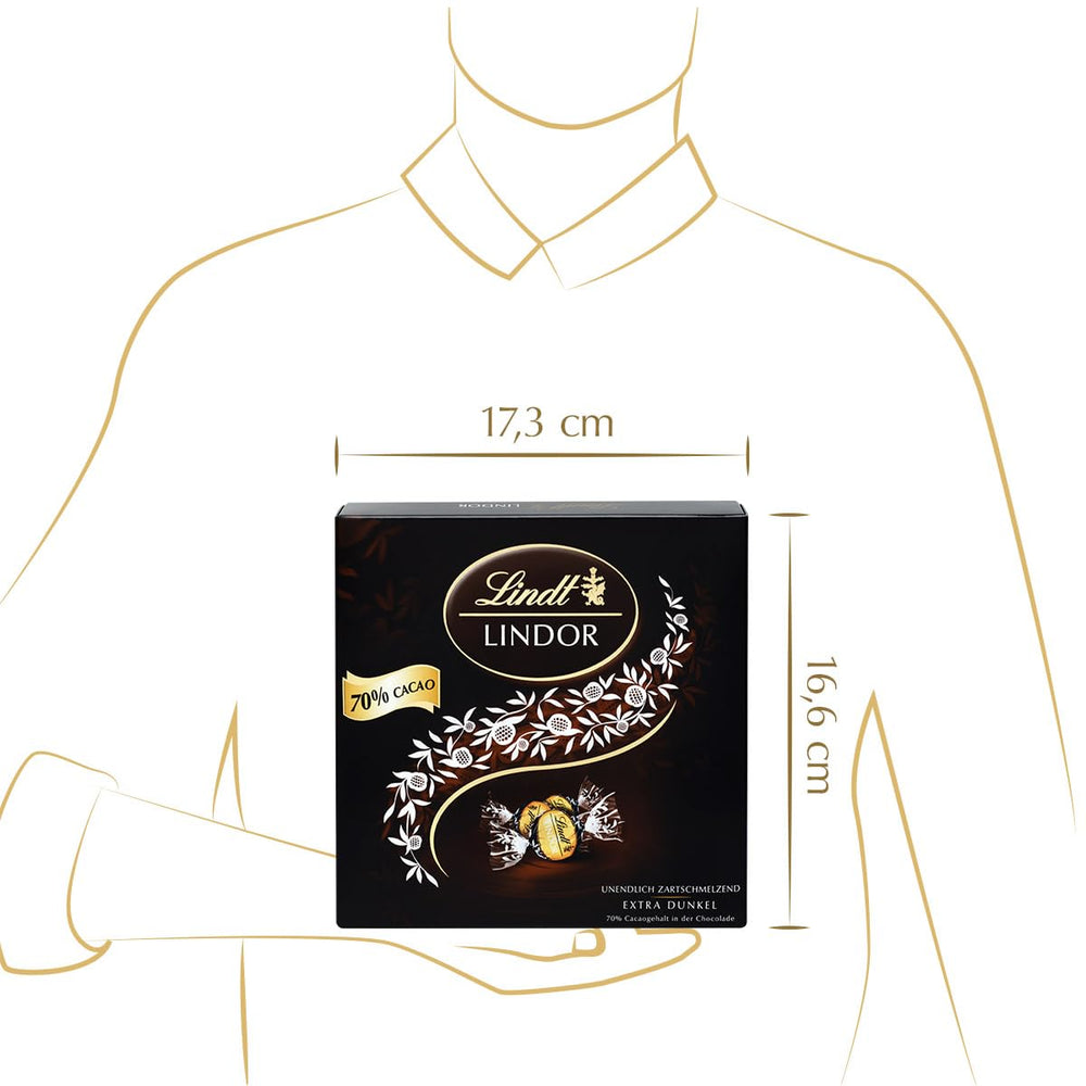 Cutie cadou LINDOR Extra Black 70% Cacao, Ciocolată cadou, aprox. 15 trufe LINDOR, 186 g (pachet de 2)