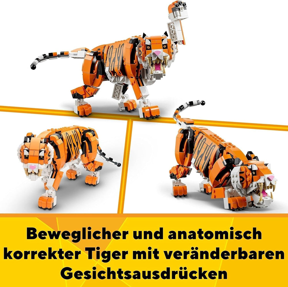 LEGO 31129 Creator Majestic Tiger, Panda sau Pește, set 3 în 1 de figuri de animale, jucărie pentru copii, băieți și fete, jucărie de construcție cu animale Seturi de constructie Besuche den LEGO-Store