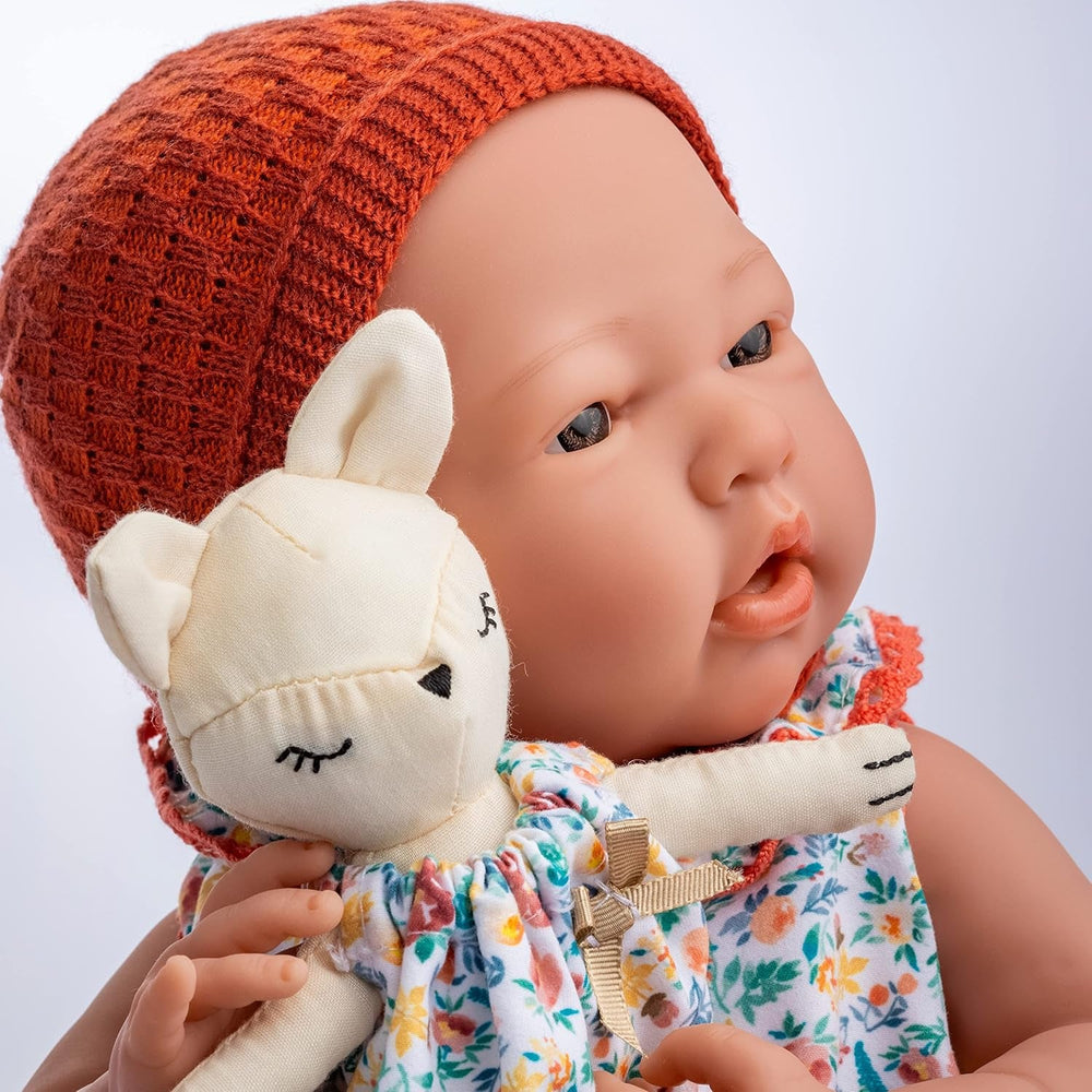 jc toys- Muñeca La Newborn recién nacida de 38 cm, de vinilo Suave, colección Nature, Con ropa floral, chupete y Peluche, niña, diseñada en España por Berenguer, +2 años