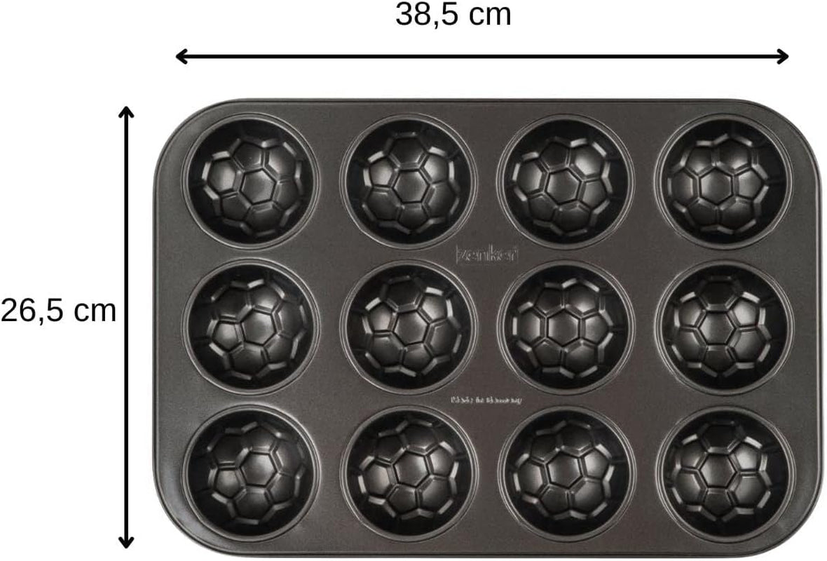 Zenker 12Er Muffinform – Muffinbackblech Für Muffins Und Cupcakes Aus Der Serie Soccer Baking– Hitzebeständiges 12Er Muffinblech Mit Antihaftbeschichtung, Schwarz Matrite si tavi pentru copt Naty Shop