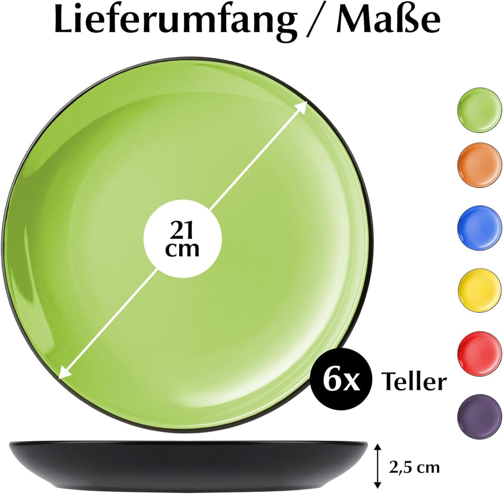 MIAMIO – Set de 6 farfurii/farfurii de cină din gresie ceramică - Colecția Le Papillon (Colorate, Farfurii mici (6x))