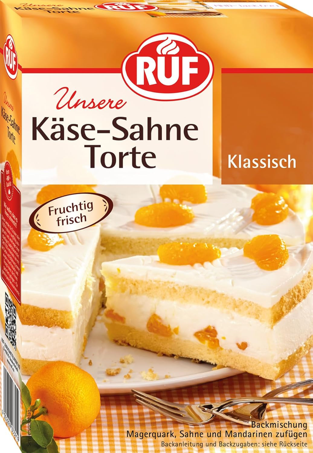 RUF Apfeltorte, Backmischung Für Eine Apfel-Torte Mit Sahne-Creme Und Zimt-Zucker, Apfel-Zimt-Torte, Vegan Naty Shop Käse-Sahne-Torte 350 G (1Er Pack)