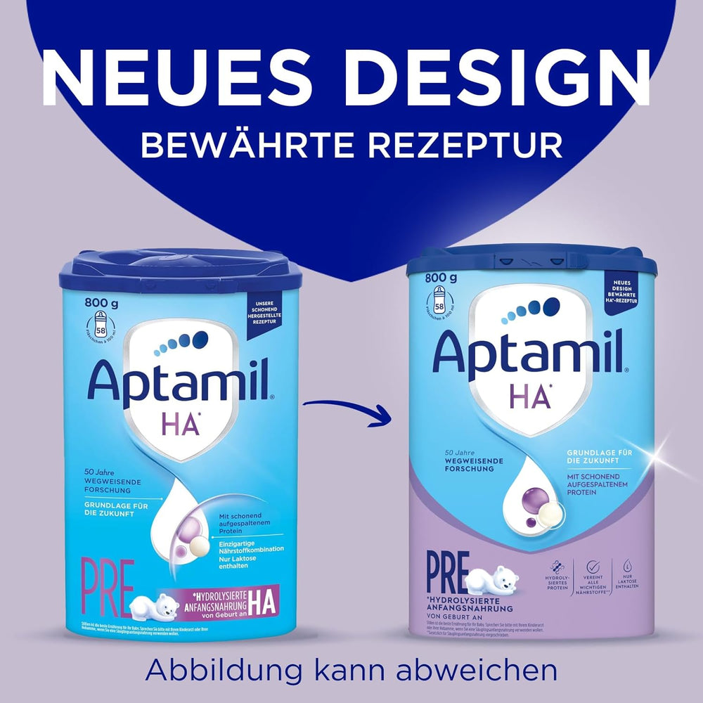 Aptamil HA PRE – Anfangsmilch von Geburt an, Mit DHA, Nur Laktose, Ohne Palmöl, Babynahrung, Milchpulver, 1x 800 g