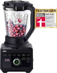Braun Hochleistungsmixer Powerblend 9 JB9040 – Standmixer Mit Glas-Mixkrug, 18 Mixprogramme, 10 Geschwindigkeiten + Pulsfunktion, Heiße Suppen Funktion, Reinigungsprogramm, Stampfer, 1600 W, Schwarz Bucatarie Naty Shop