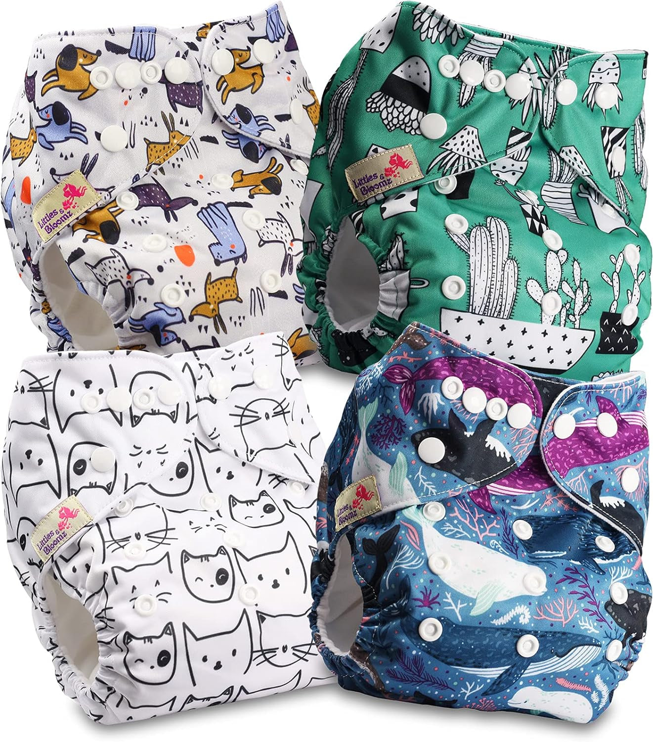 Scutec reutilizabil Littles and Bloomz FLP2-0406, cu capsă standard, 4 scutece