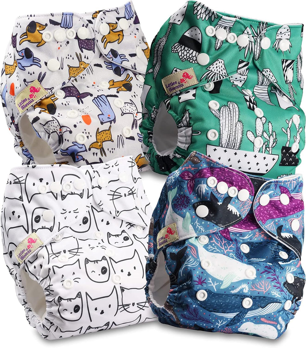 Scutec reutilizabil Littles and Bloomz FLP2-0406, cu capsă standard, 4 scutece