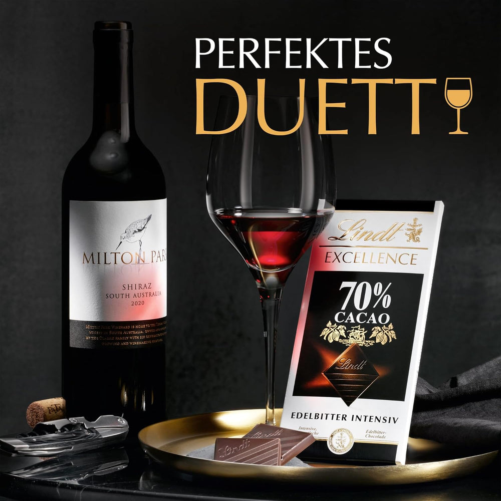 Ciocolată Lindt | Baton EXCELLENCE 70% | 100g | Ciocolată neagră intensă, corpolentă | Baton de ciocolată vegan