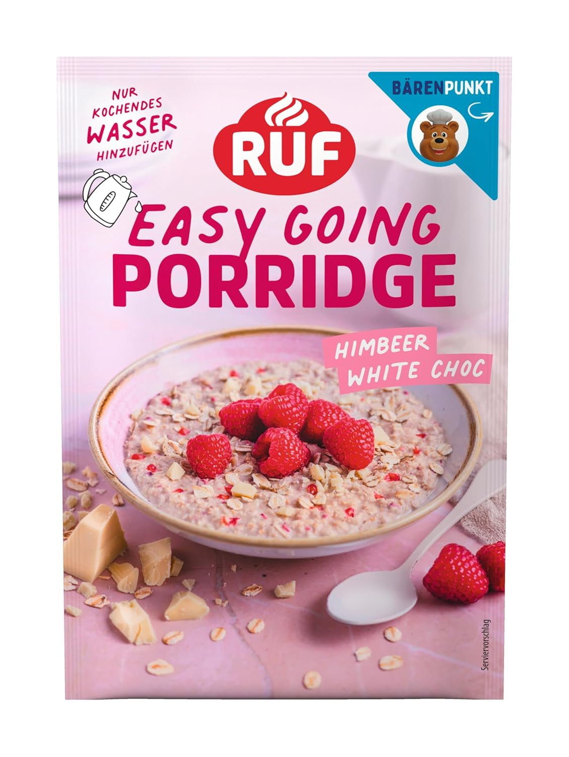 Terci de ovăz instant RUF cu căpșuni și vanilie, o masă de vară cu ovăz gata în 3 minute, 1 pliculeț x 65g