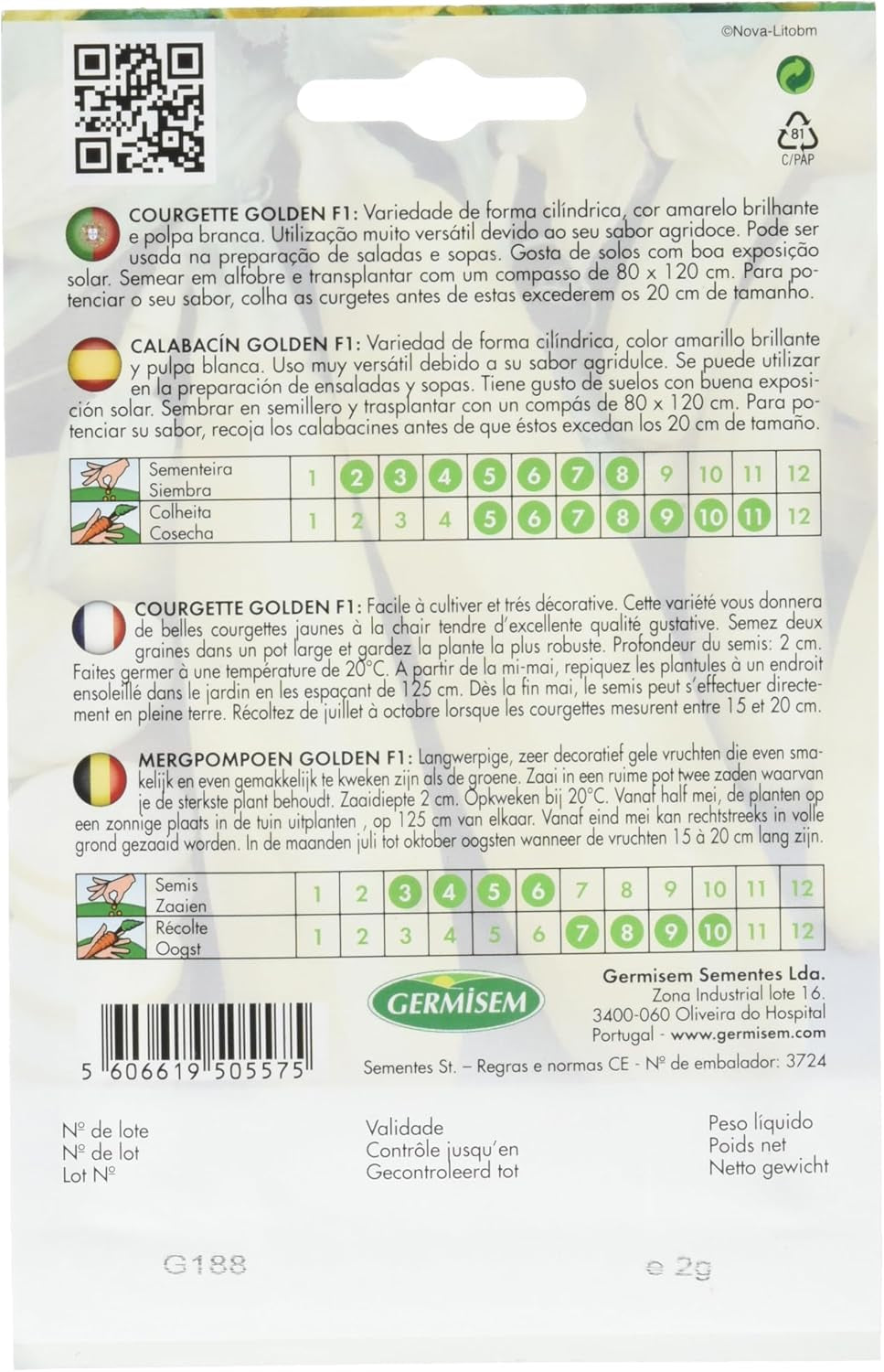 Zucchini GOLDEN F1, Mehrfarbig, EC4016