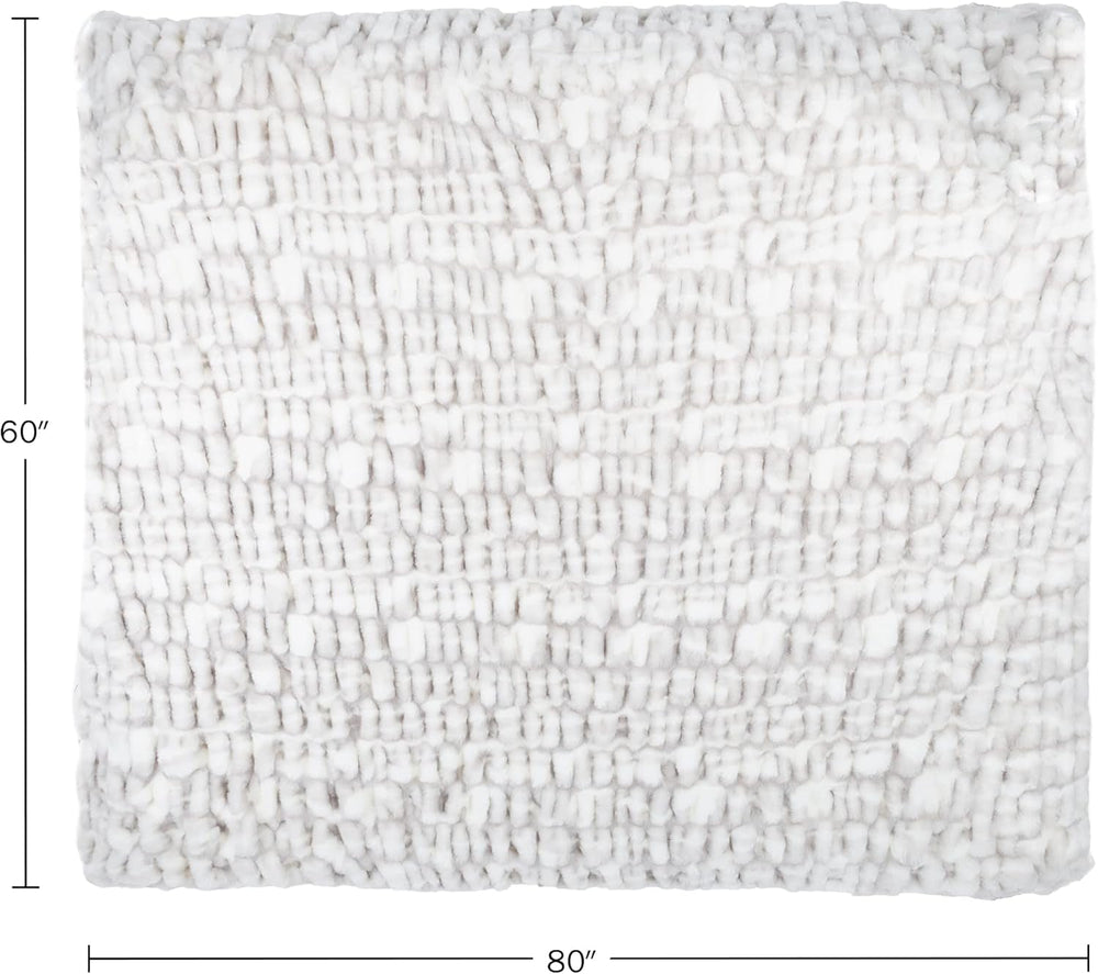 Lavish Home Oversized Gerüschte Faux Fur Blanket, 152.4 X 203.2 Cm, Jacquard Faux Fur, Queen Size Throw pentru paturi și canapele, gri Paturi si Cuverturi Lavish Home