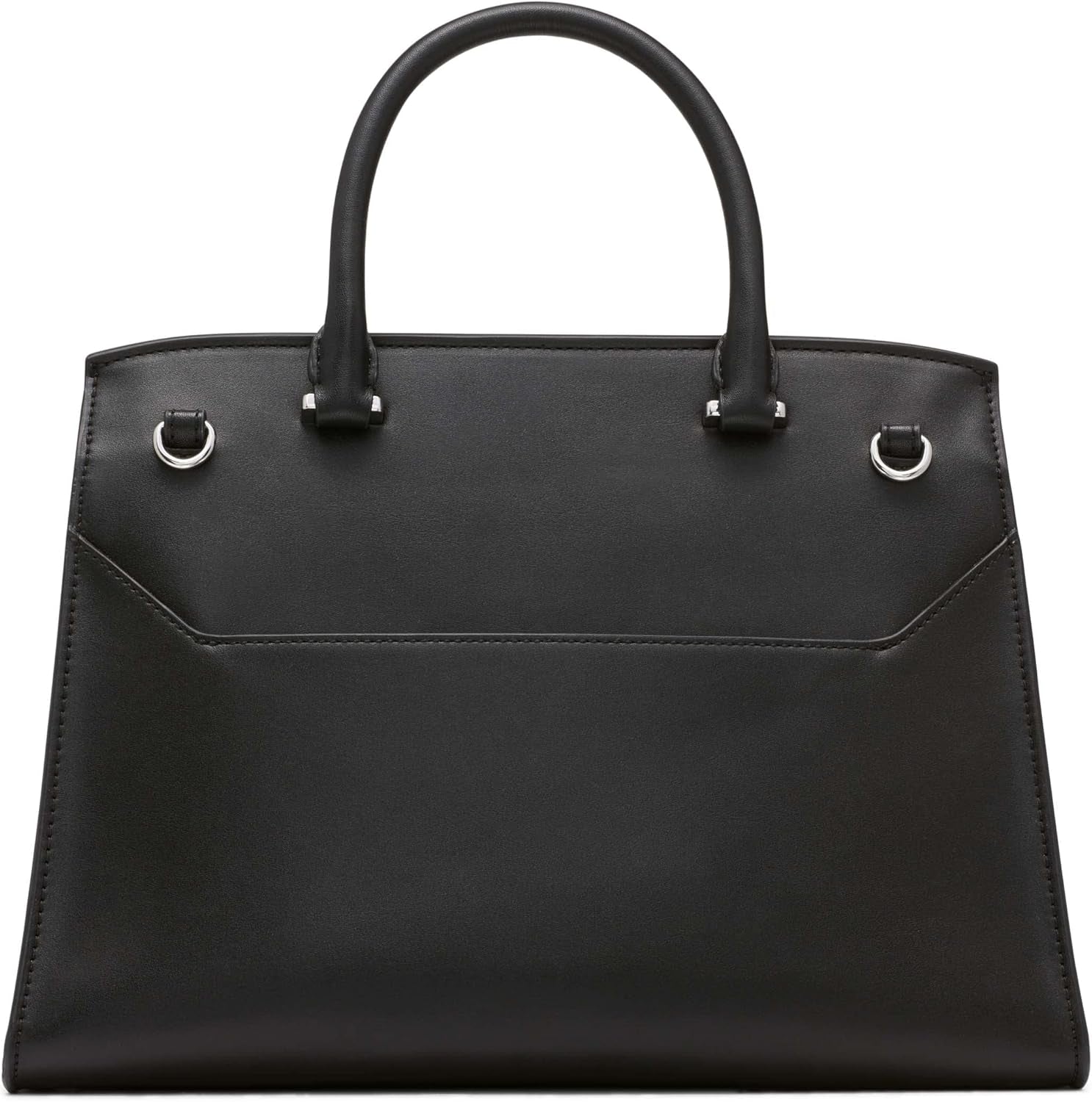 Calvin Klein Ladies Turn Lock Satchel - 2 în 1, piele vegană, 3 buzunare Becky Turnlock Geantă de umăr, negru/argintiu Genti Femei Naty Shop