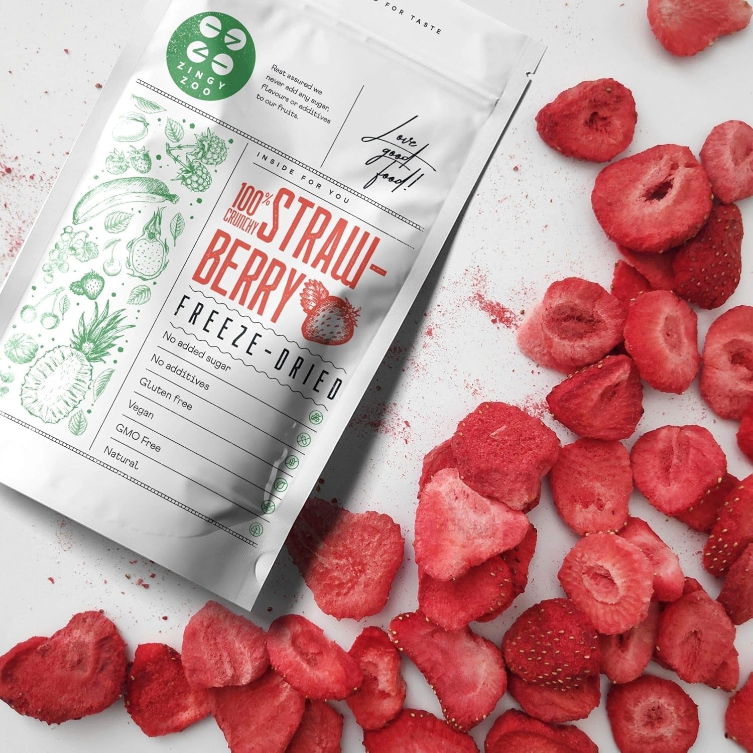 Căpșuni liofilizate | Fructe liofilizate Liofilizate | Fructe uscate fără zahăr Fructe uscate | Căpșuni uscate Liofilizate | Fructe liofilizate (90g) Produse deshidratate Naty Shop