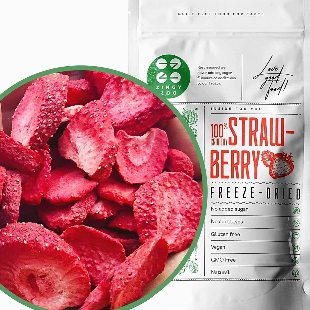 Căpșuni liofilizate | Fructe liofilizate Liofilizate | Fructe uscate fără zahăr Fructe uscate | Căpșuni uscate Liofilizate | Fructe liofilizate (90g) Produse deshidratate Naty Shop 90G