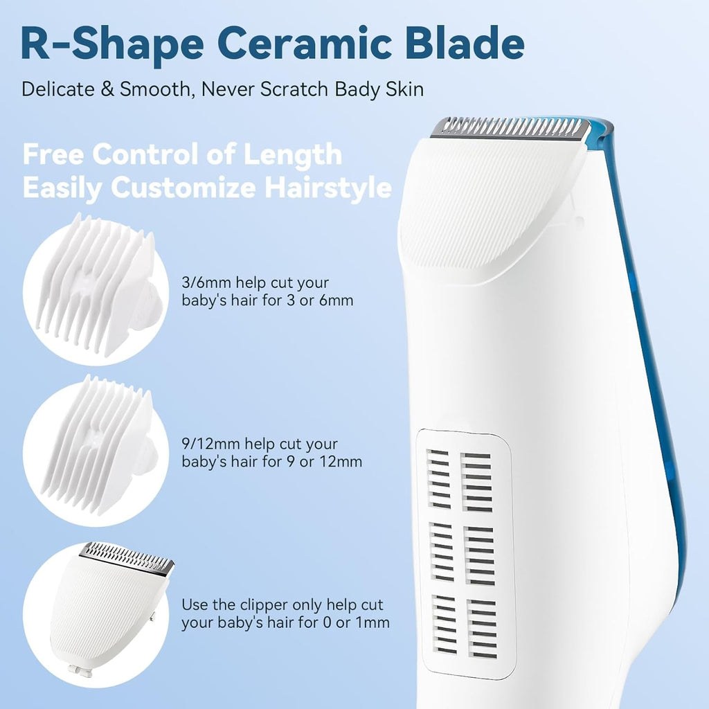 CARER SPARK mașină de tuns păr pentru copii, mașină de tuns păr fără zgomot cu adsorbție în vid pentru copii IPX7 reîncărcabilă cu 2 piepteni de ghidare mașină de tuns profesională sigură Copii - Baie si Skincare Naty Shop