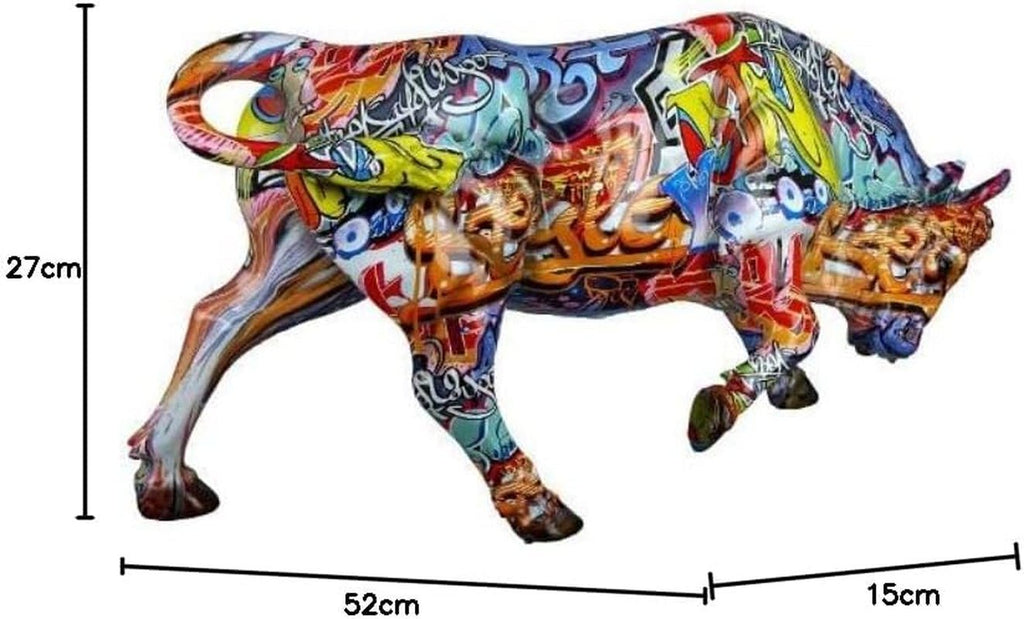 Casablanca figurină decorativă de animale taur - din rășină sintetică în design street art - culoare: multicolor înălțime 27 cm Statuete si sculpturi Naty Shop