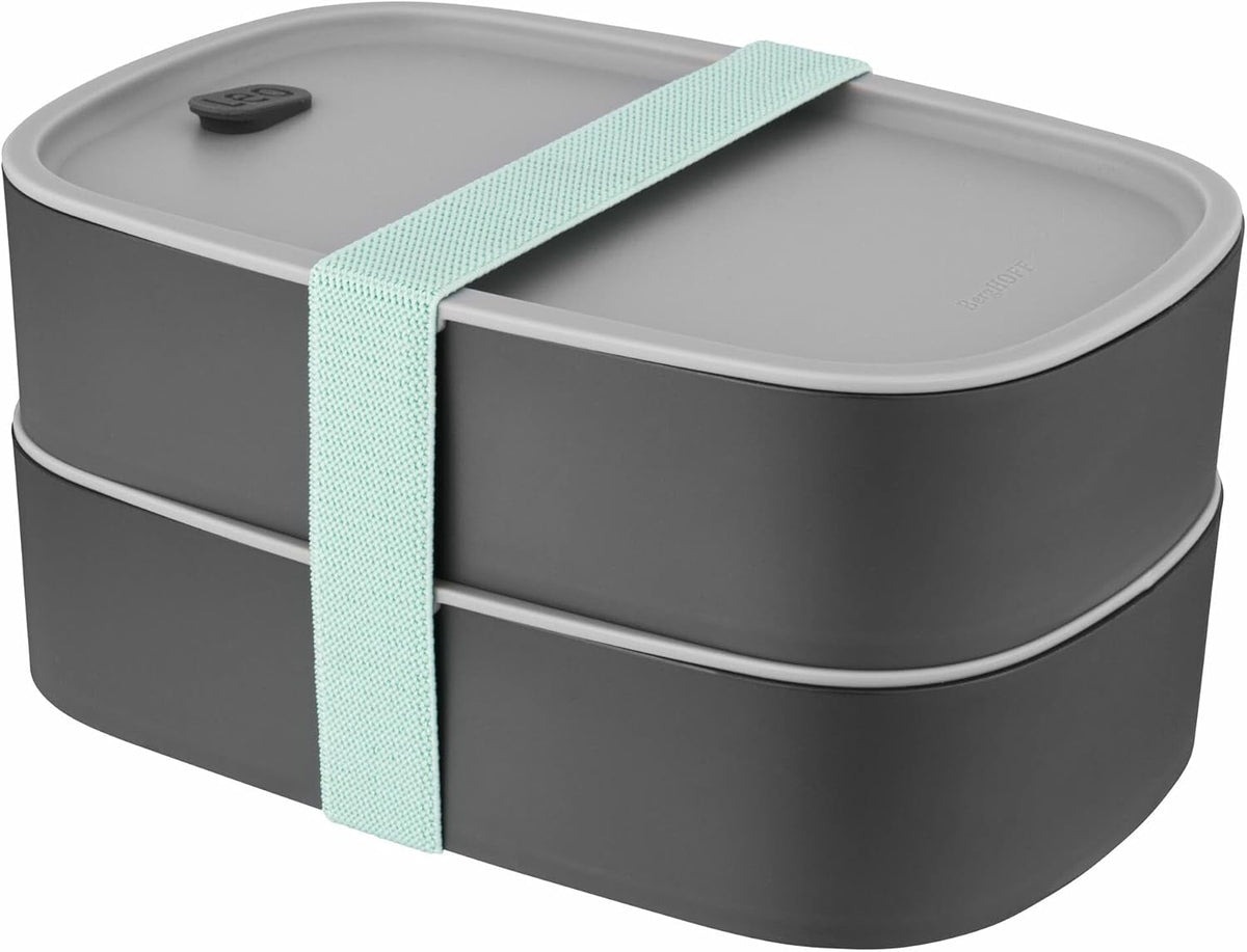 BergHoff cutie bento dublă - Leo (set cutie de prânz 19x12.5x9 cm, două cutii, rezistent la microunde, sigiliu etanș, rezistent la spălarea vaselor, ideal pentru gustări / gustări / salată) 3950126 Cutii depozitare alimente Naty Shop Clasic