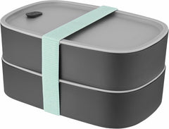 BergHoff cutie bento dublă - Leo (set cutie de prânz 19x12.5x9 cm, două cutii, rezistent la microunde, sigiliu etanș, rezistent la spălarea vaselor, ideal pentru gustări / gustări / salată) 3950126 Cutii depozitare alimente Naty Shop Clasic