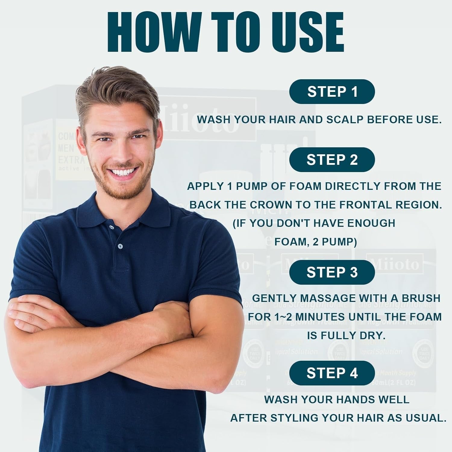 Miioto Hair Growth Serum, 180 ML Produs de creștere a părului pentru bărbați, ser de păr pentru creșterea părului, îngrijirea scalpului Promovează părul mai gros Hrănește scalpul și previne căderea părului Ingrijirea parului Naty Shop