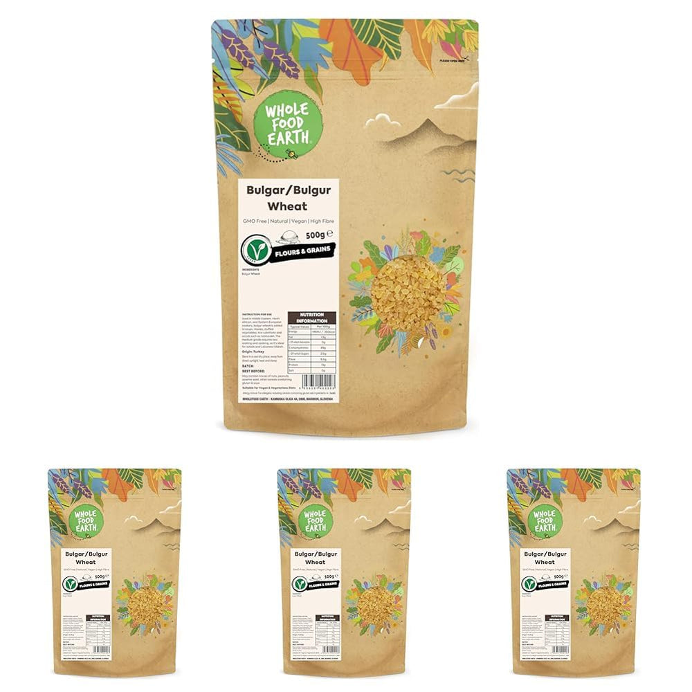 Bulgur din grâu Wholefood Earth - fără OMG - natural - vegan - fără lactate - fără zahăr adăugat, 500g