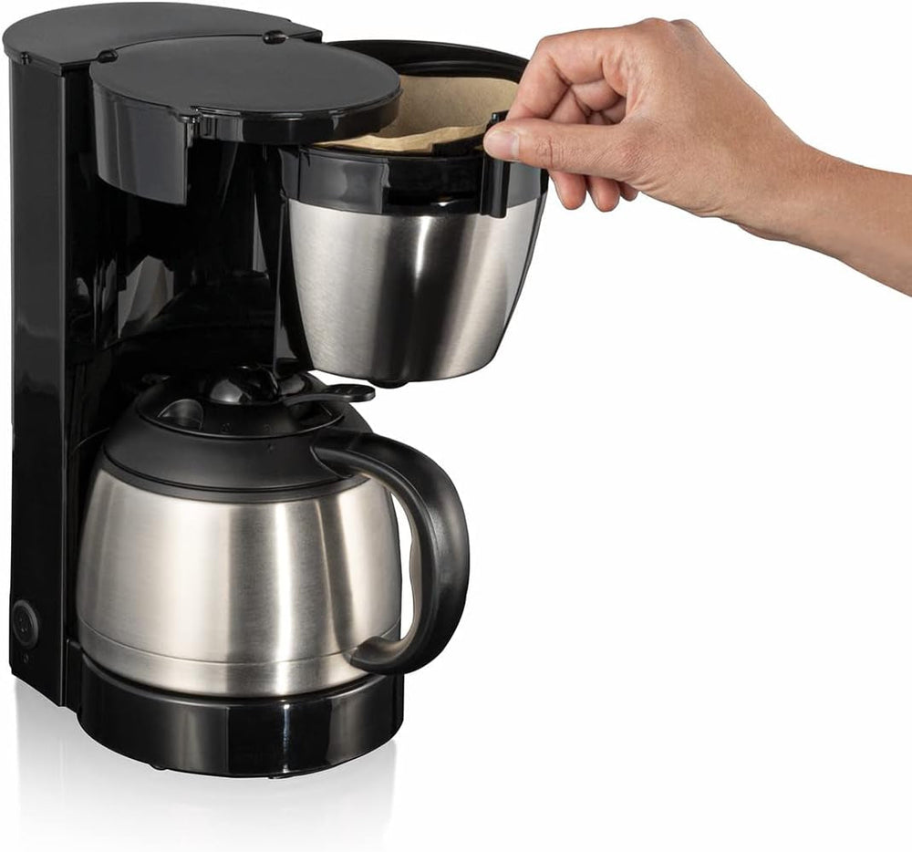 Espressor cu filtru Cloer 5009 cu funcție de menținere la cald, pentru până la 8 cești, 800 W, cu carafă izolată din oțel inoxidabil, cană filtrantă 1x4, negru