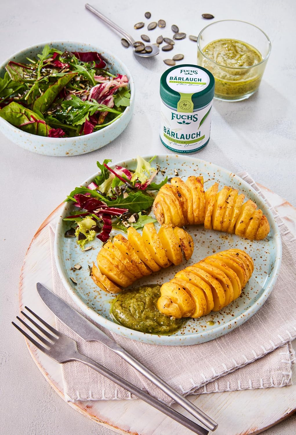 Fuchs Gewürze - Bärlauch geschnitten - würzige Schärfe für Quark-Dips, Frischkäse oder Risotto - natürliche Zutaten - 8 g in wiederverwendbarer, recyclebarer Dose