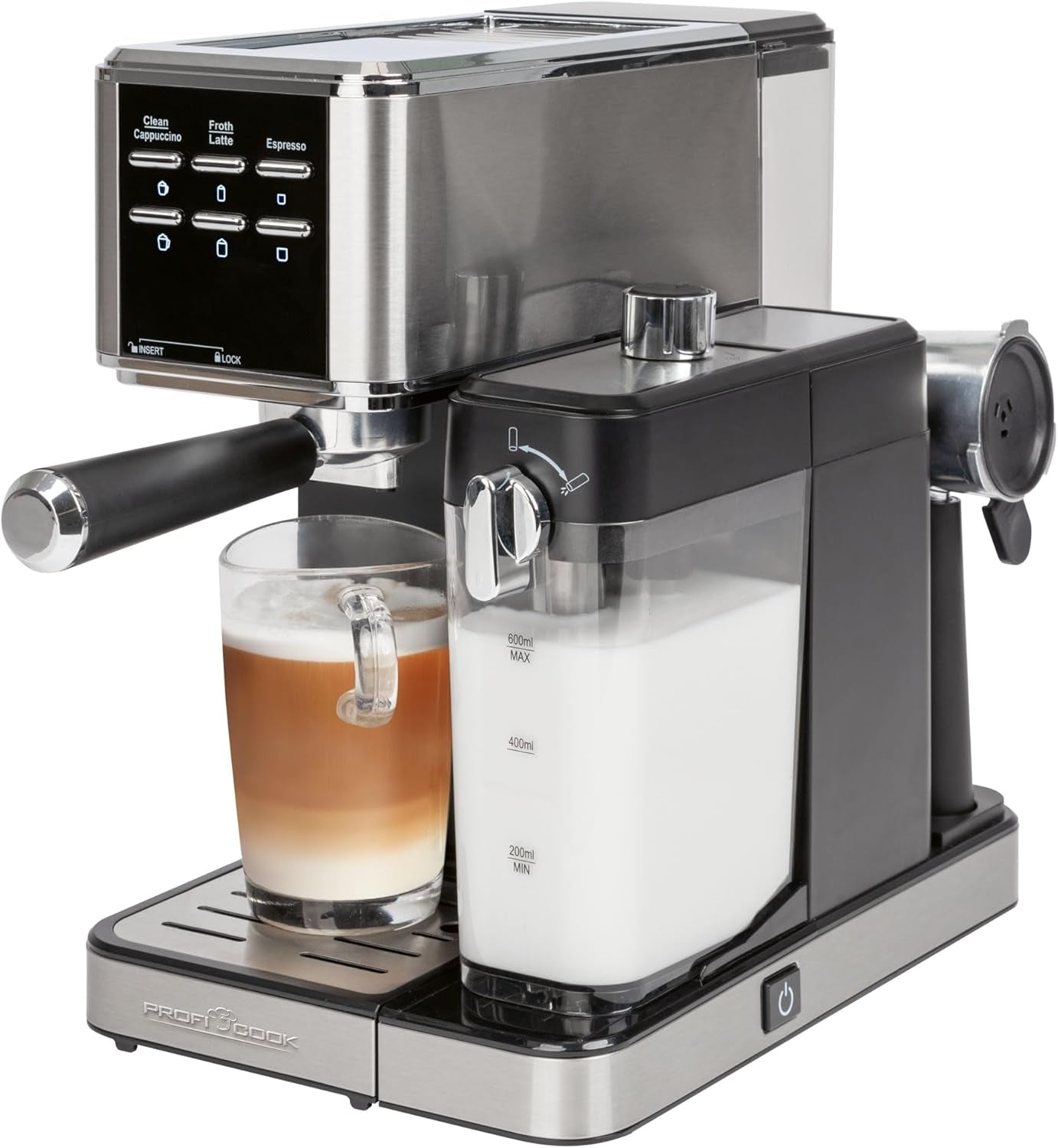 Espressor ProfiCook® 2 în 1 | pentru cafea măcinată și capsule compatibile Nespresso | portfiltru | 20 bar | sistem de lapte pentru latte și cappuccino | portfiltru pentru espresso | PC-ES 1266