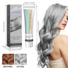 Vopsea de păr Grey Silver Natural Silver Gray Hair Dye Cream, Grey Hair Dye Cream Silver Gray, Silver Gray Natural Hair Dye Cream Grey Hair Dye pentru toate tipurile de păr cu 1 Scalp Massager (100ml) Vopsea pentru par Naty Shop