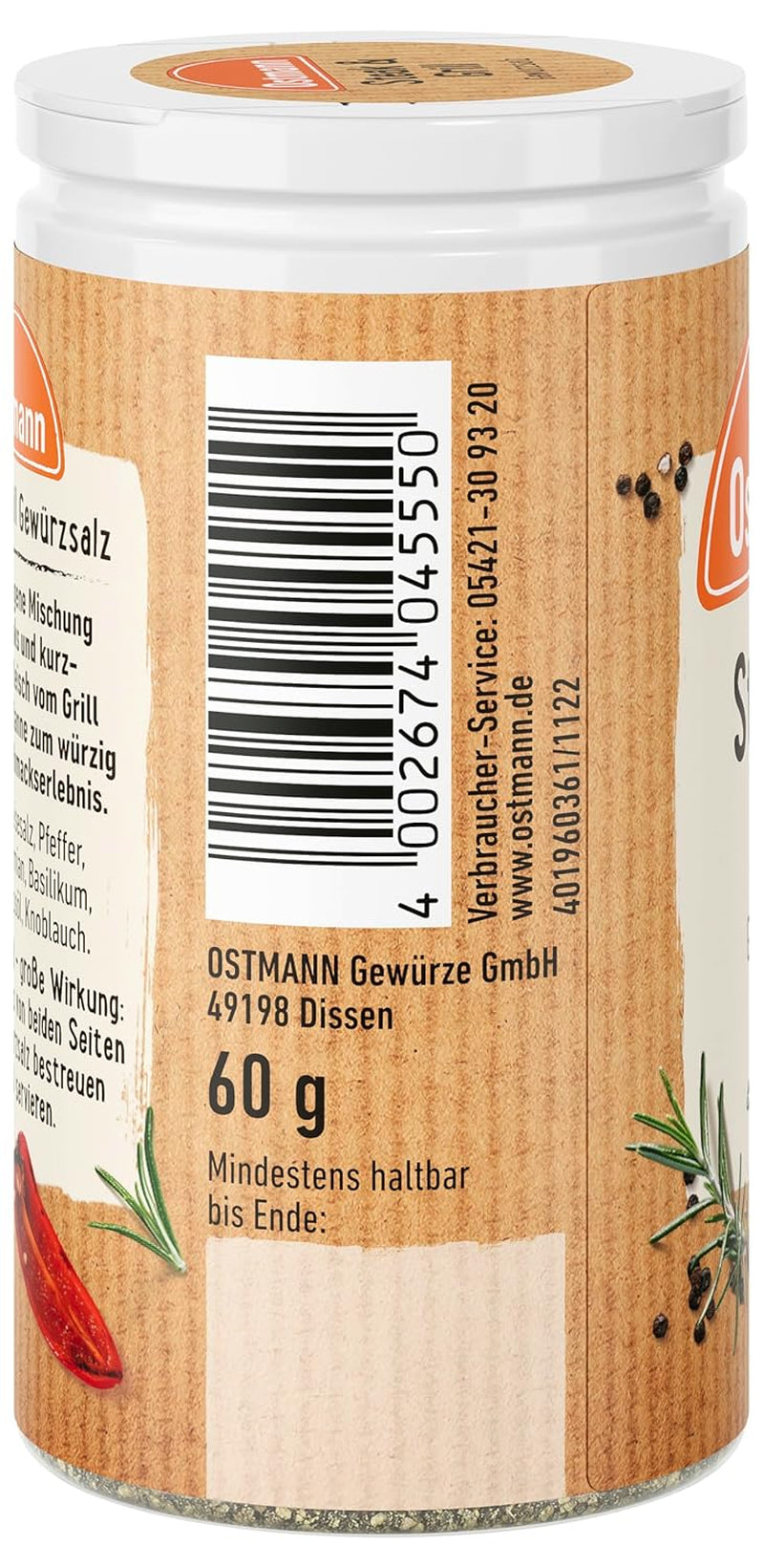 Ostmann Gewürze – Steak & Grill Gewürzsalz, leckeres Gewürzsalz zum Grillen & Anbraten von würzigen Steaks, ideal auch für Grillgerichte ohne Fleisch, 60 g