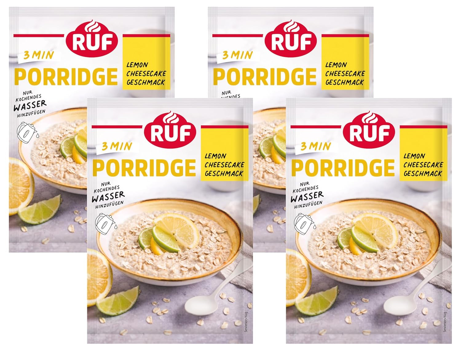 Terci de ovăz instant RUF cu căpșuni și vanilie, o masă de vară cu ovăz gata în 3 minute, 1 pliculeț x 65g