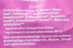 Muesli cu aromă de fructe de pădure din spelta Hof, neîndulcit, 425 g