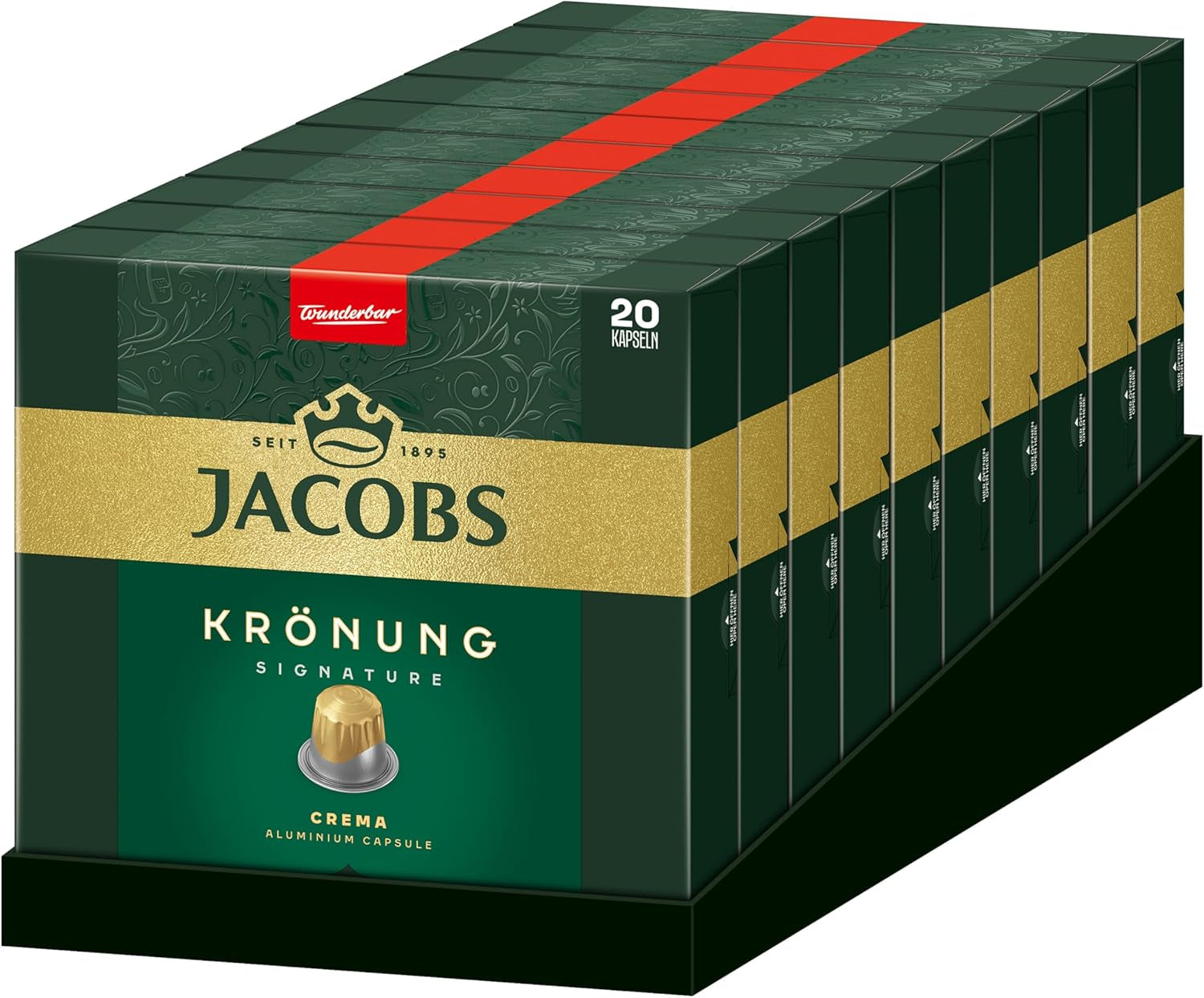 Jacobs Kaffeekapseln Krönung Crema, Intensität 6/12, 10 x 20 Getränke, Nespresso* kompatible Kaffee Kapseln, 200 Kapseln