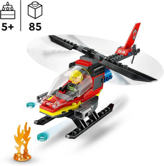 LEGO City Fire Brigade Helicopter, set cu jucărie elicopter și figurină pilot, elicopter de pompieri pentru o experiență de joc imaginativă, cadou pentru copii, băieți și fete de la 5 ani 60411 Seturi de constructie Besuche den LEGO-Store