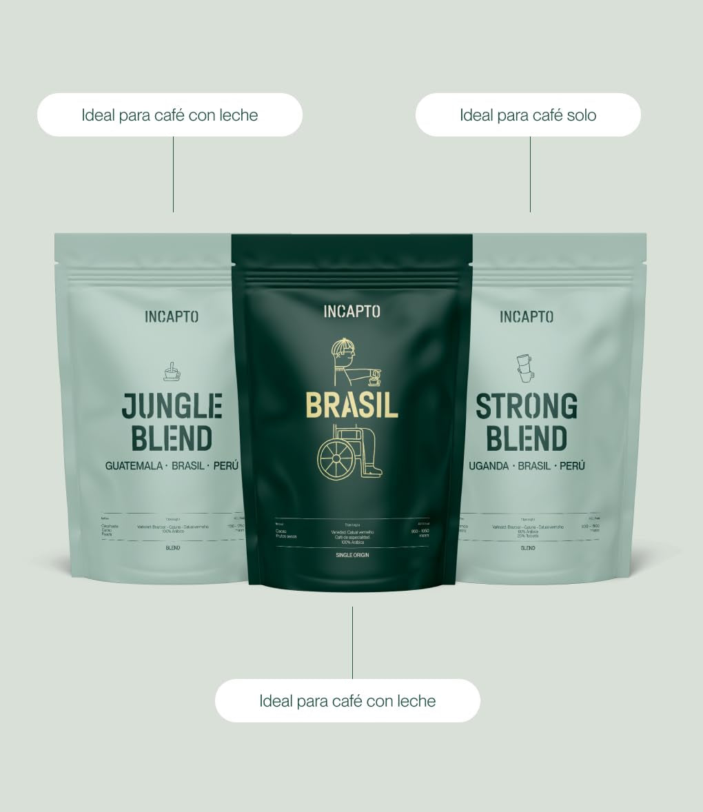 Incapto starter set, Jungle Blend, Brazilian Coffee și Strong Blend, 3 pachete de 500 grame Cafea Naty Shop