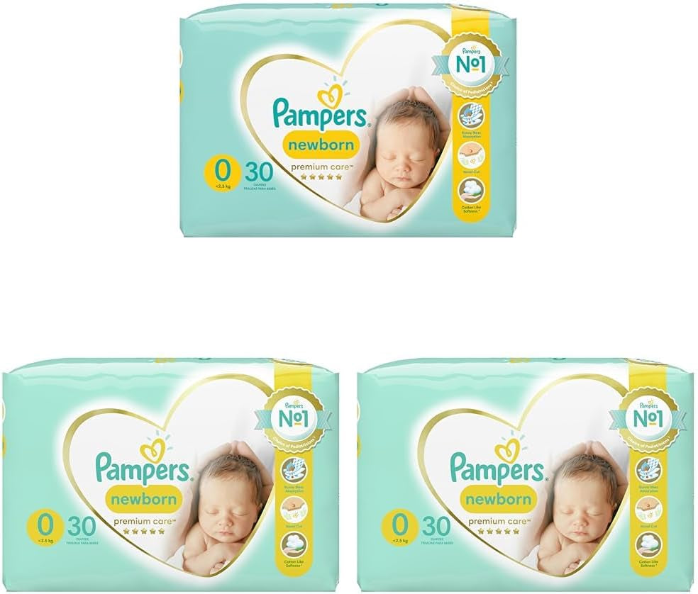 Scutece Pampers Mărimea 0 (<3 kg), Scutece Premium Care, 30 bucăți, Cel mai bun confort și protecție pentru pielea sensibilă de la Pampers