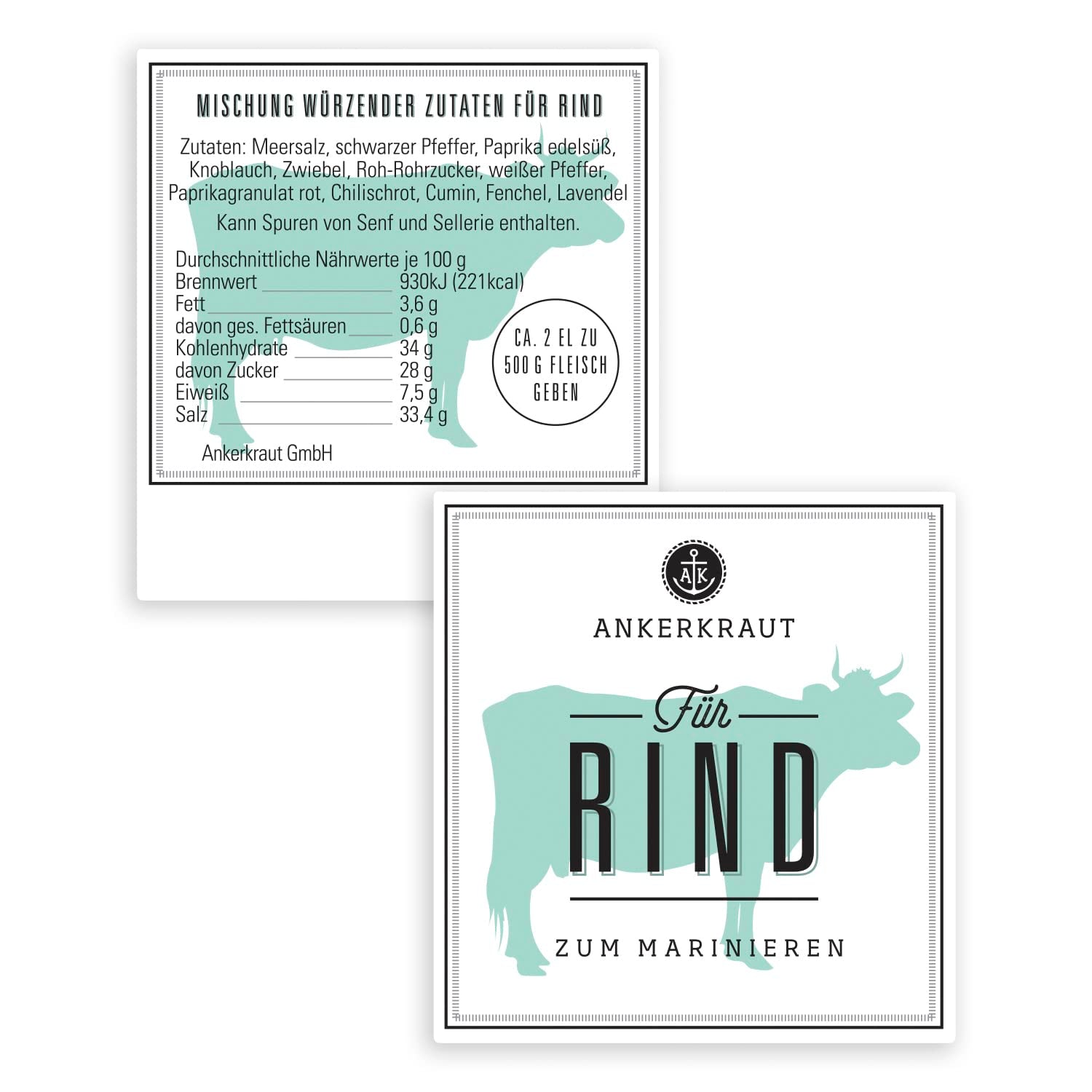 Ankerkraut Für Rind, Gewürz für Fleisch zum Würzen mit Aroma & Geschmack, lecker Kochen zu Hause, Steak Spareribs Brisket Braten würzen in Premium Qualität, 230g im Streuer