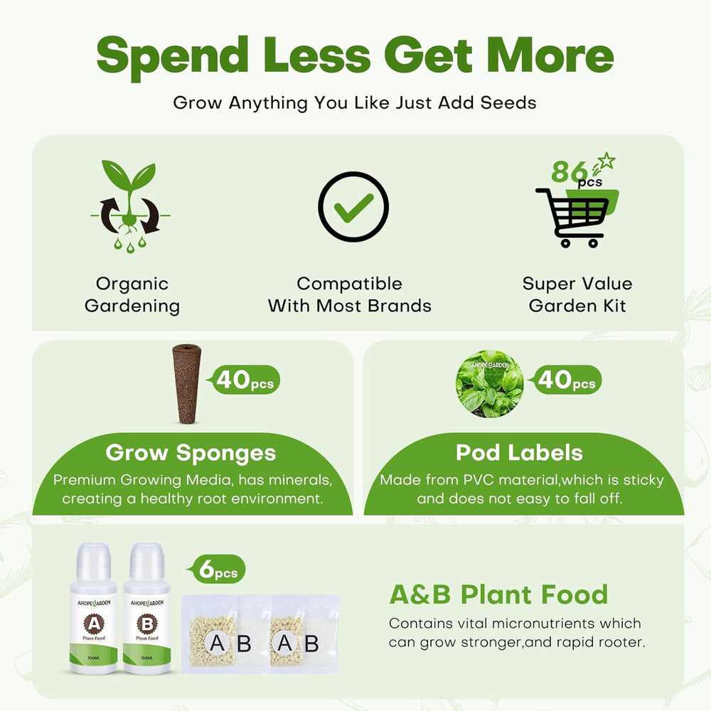 Set de capsule cu semințe, format din 40 de piese, pentru grădinărit în interior, sistem de creștere hidroponică – obișnuit