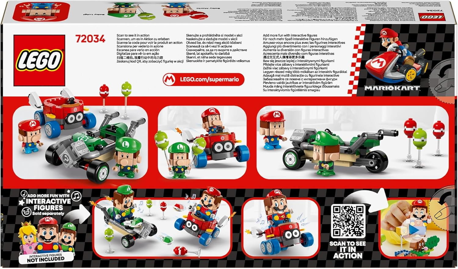 LEGO Mario Kart - Baby Mario Vs. Baby Luigi, figuri Nintendo de colecționat, 2 vitezomani de jucărie construibile, cadou pentru băieți, fete și gameri cu vârsta peste 8 ani, jucărie de aventură 72034 Seturi de constructie Besuche den LEGO-Store