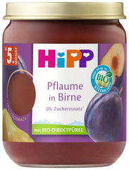 HiPP Prune Organice cu Aromă de Pară (6 x 160g), de la 5 luni, fără zahăr adăugat, aromă deosebit de intensă de fructe, de cea mai bună calitate organică.