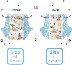 Scutece pentru adulți CutiePlusU, 10 bucăți, scutece de unică folosință cu tablă pentru femei și bărbați, absorbție maximă peste noapte - I Love Summer (Mărime medie 71-96 cm)