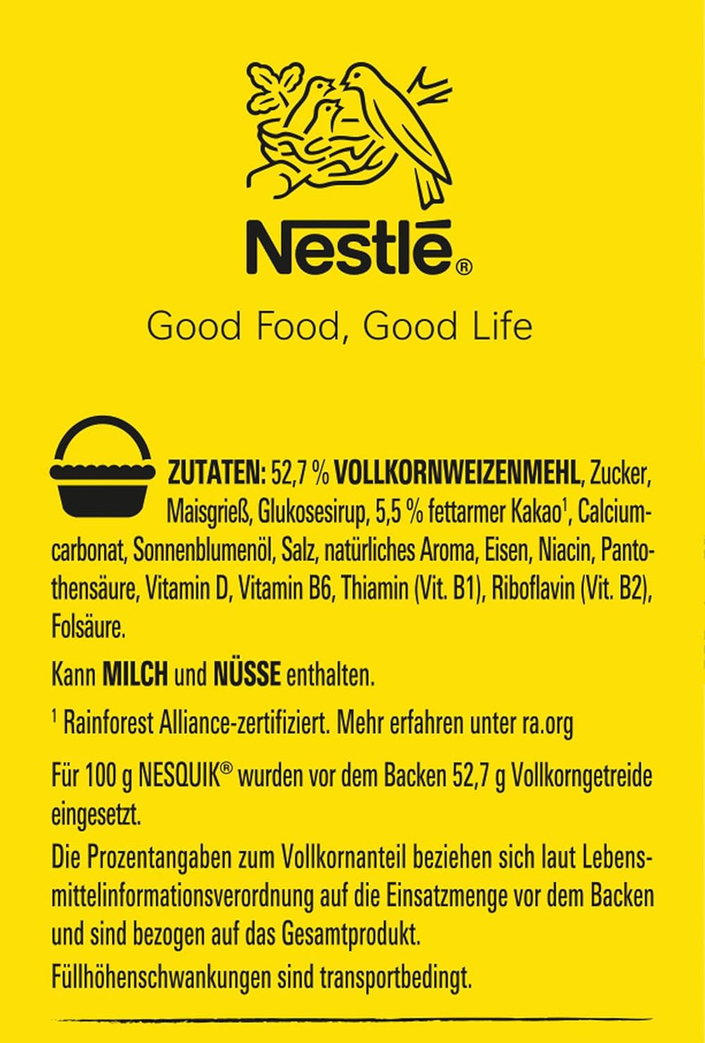 Nesquik Nestlé Nesquik Crunchy Breakfast, Cereale cu ciocolată și cereale integrale, 1 pachet (1 x 330g)